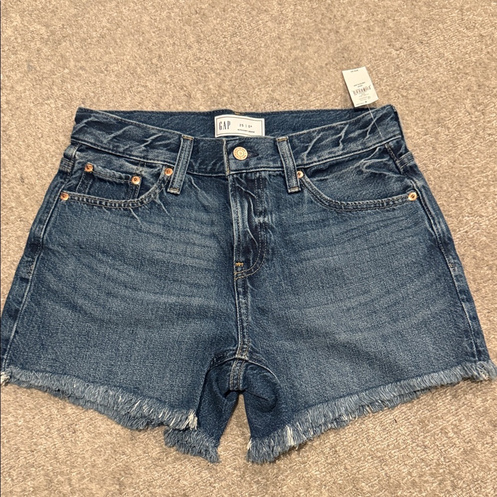 NWT GAP Dark Blue Denim Frayed Shorts SZ: 25